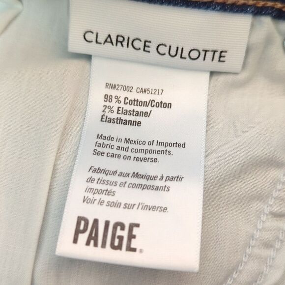 PAIGE Clarice Culotte Raw Hem Dark Wash sz 28 - Picture 9 of 10